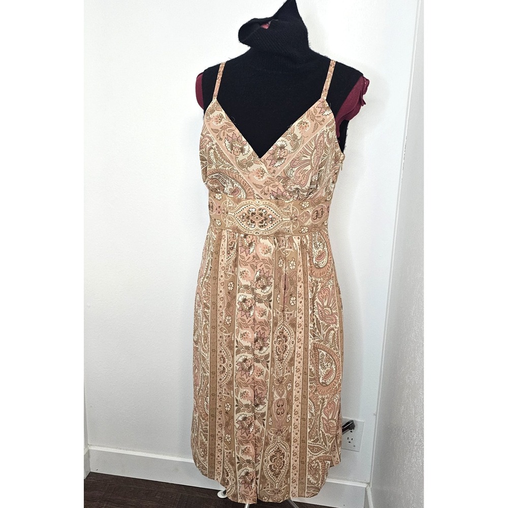 Bandolino Dress Womens 10 Y2K Boho Paisley Beaded Sequin Midi Fairycore